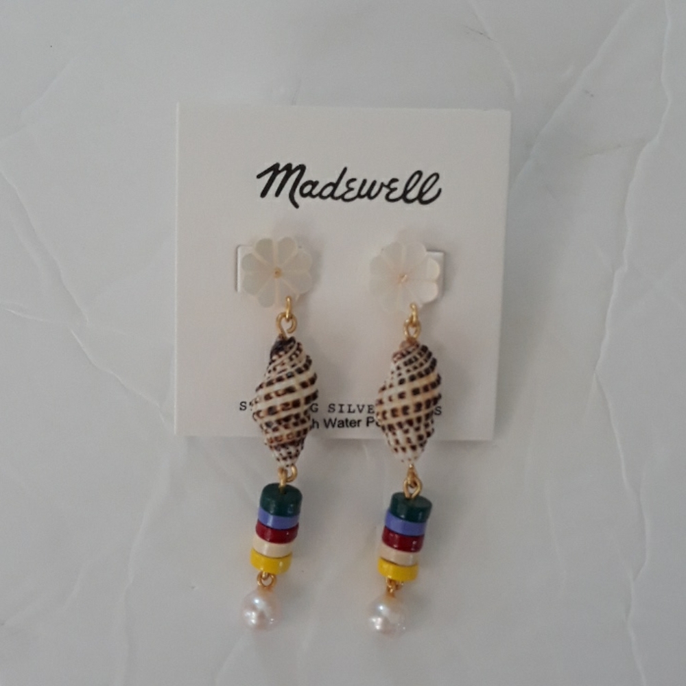 New- Madewell Beachside shell earring 9mm Fresh water pearl